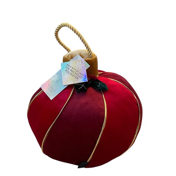 Rachel Zoe Velvet Christmas Ornament Pillow 10in Red Designer Holiday Decor New - Picture 2 of 13
